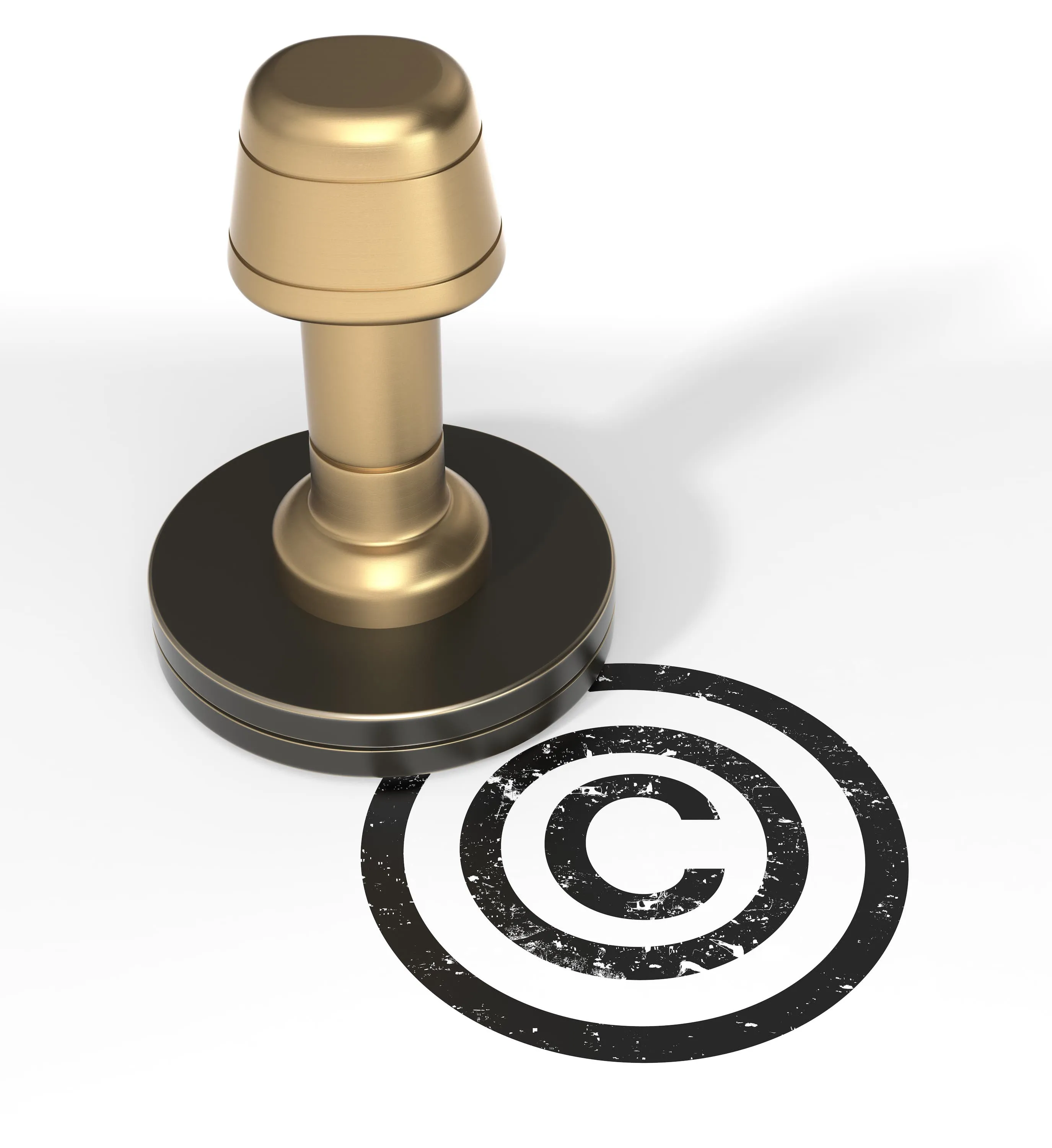 Imagen de un sello con el símbolo de copyright o derechos de autor.